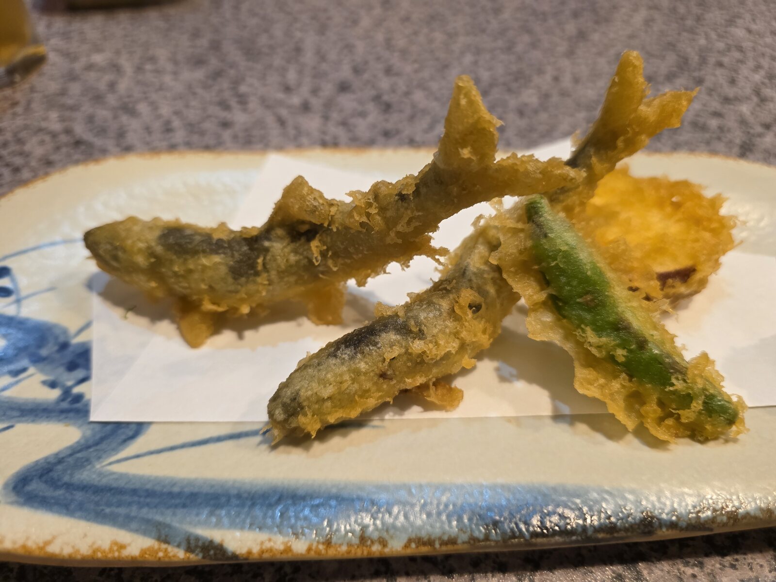 魚安の鮎と季節野菜の天ぷら