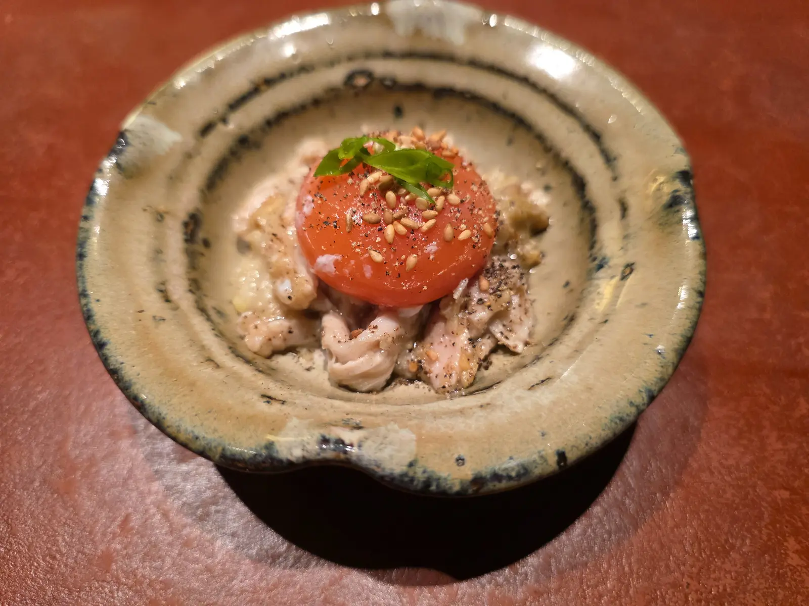 蛤坂まえかわのコースで供されたトマトの一品