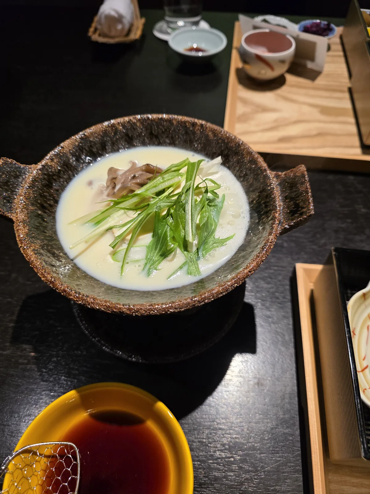 朝食で提供された湯どうふの豆乳仕立て