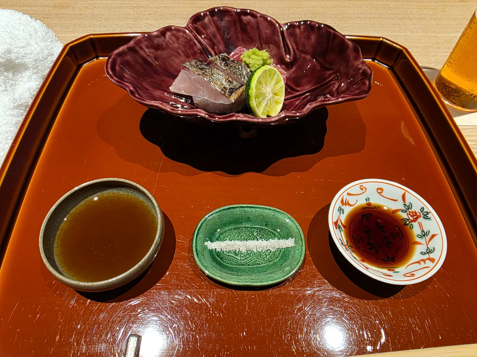 杦 SENで食べた鰆のお造りと薬味